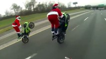Naughty Stunting Santa's Ditch Their Reindeer For Sport Bikes