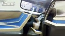Woman cleans out her cooch on the train
