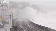 Trains Drive Through High Waves In Dawlish