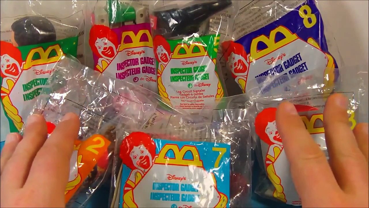 1999 DISNEY'S INSPECTOR GADGET SET OF 8 McDONALD'S HAPPY MEAL  TOY'S VIDEO REVIEW