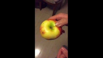 Crack an apple in half with bare hands in Slow Motion