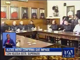 Alexis Mera confirma que impasse con la iglesia Católica está superado
