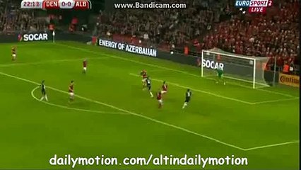 Cikalleshi Amazing Header Chance - Denmark 0-0 Albania - EURO 2016- 04.09.2015