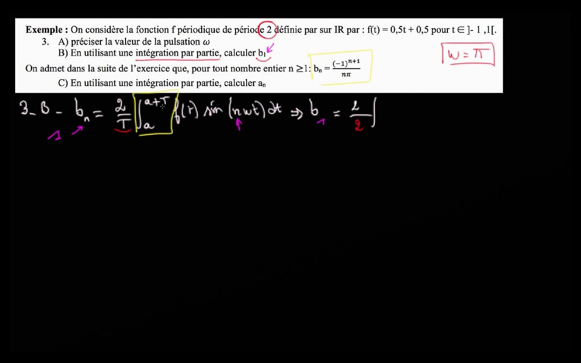 Exo de synthèse sur Parseval : 3/ B.Calcul de b1 -(a) trouver l expression de b1