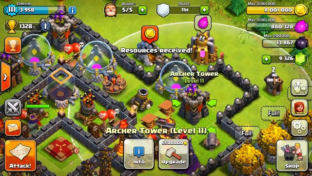 CLASH OF CLANS $2300!FUNNY GEMMING TO MAX TOWN HALL 10 GEM SPREE! LVL 13 CANNONS+FUNNY MO