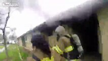 Helmet cam video of Fresno apartment fire that nearly killed three small children (Mother left them home alone)
