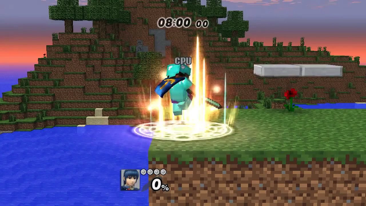 project m (ssbb) steve vs mario on minecraft stage