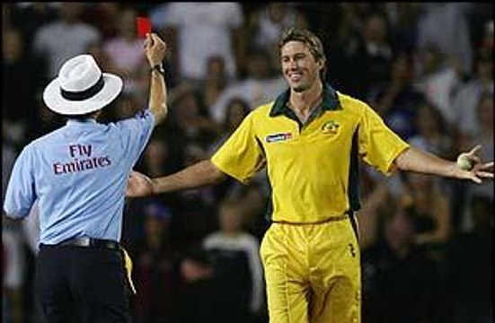 Glenn McGrath gets Red Carded in Football Style!