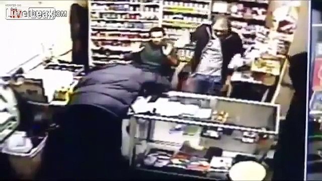 Store robbery goes wrong. Robber shot in the head