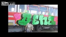 Graffiti Writers In Bucharest Get Interrupted By Old Security Gaurd