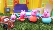 Peppa Pig Dinosaur Land and Daddy Pig George Pig Mommy Pig with Mater ToysReviewToys