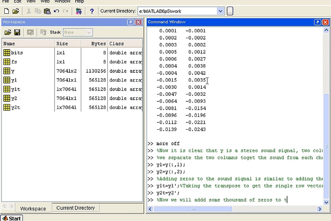 Zero and One Matlab Tutorial