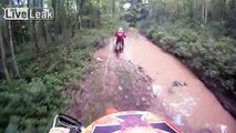 Noob dual sport crashes simple water crossing
