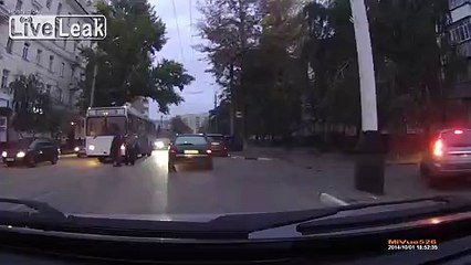 Man in Street w/2 Women - Pants around Ankles
