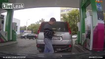 Surreal situation at Russian gas station