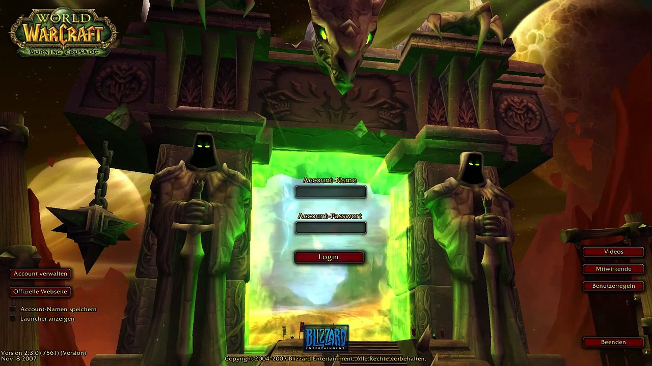 World of Warcraft: The Burning Crusade | LogIn Screen - deDE (w/ theme)