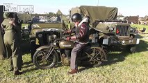 Two restored wartime motorcycles at The Victory Show.