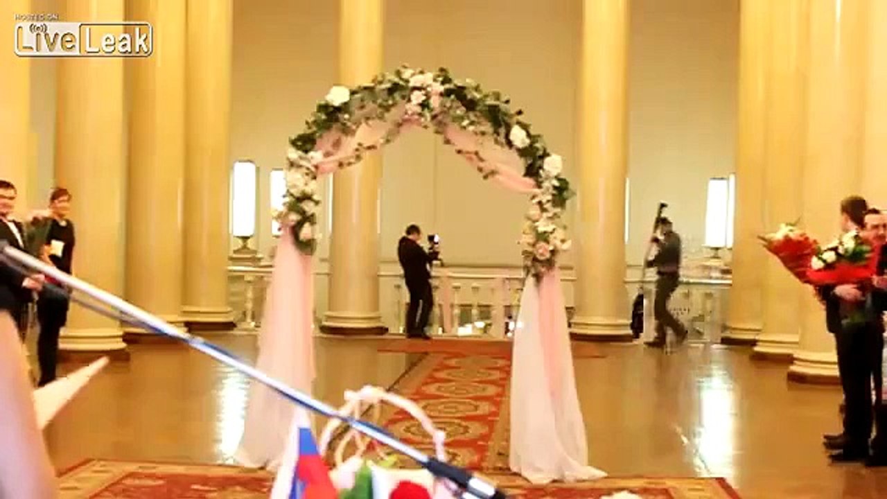 Epic Wedding Entrance Fail = bride exposes her panties