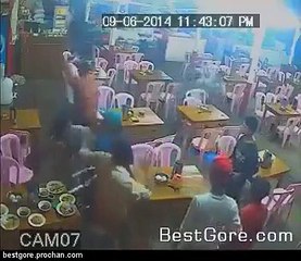 Brutal Restaurant Stabbing Caught on CCTV