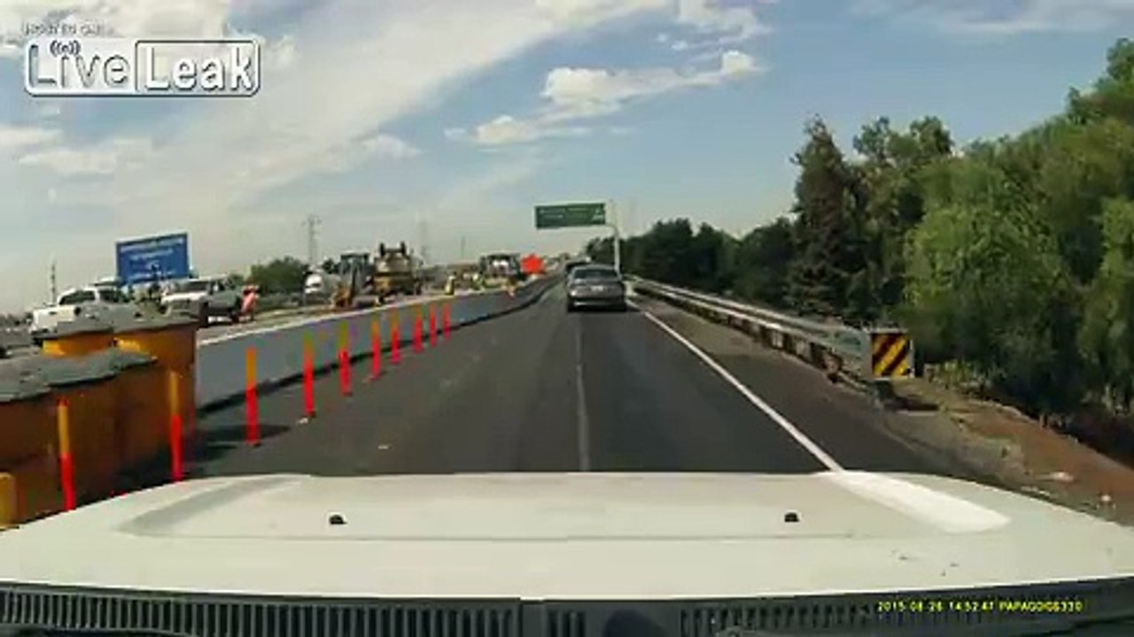 Apparent Drunk Female Driver Leaves A Little Paint On Guard Rail