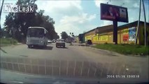 Russian Driver clearly does not like Bikers....