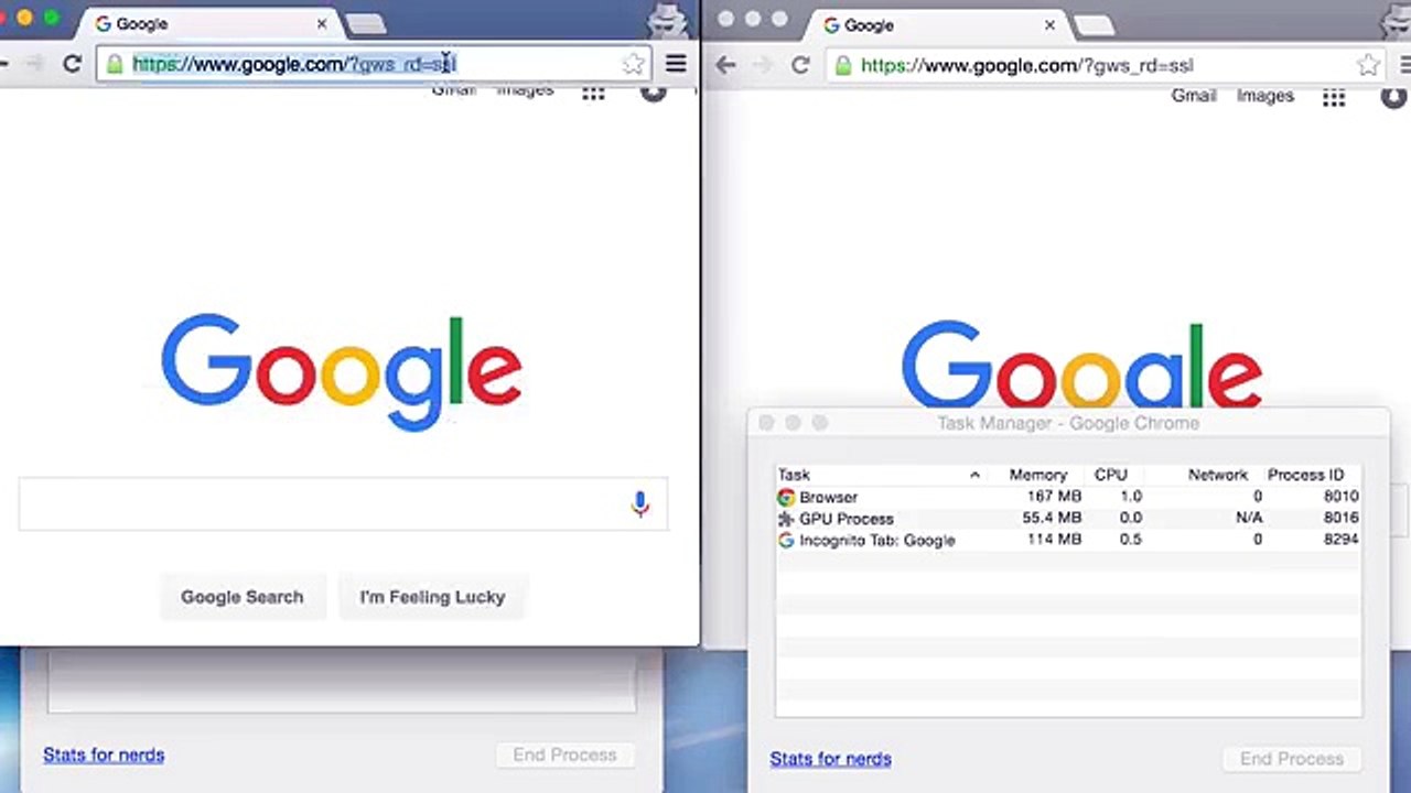 Gmail Memory in Chrome 43 vs 45