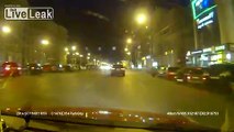 Car takes out two motorcycles at once