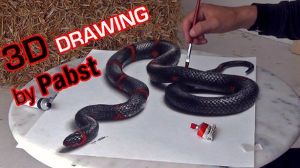 3D Drawing of a Lifelike Snake | 3D Painting Optical Illusion!