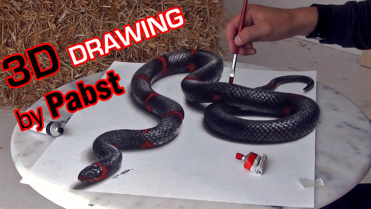 3D Drawing of a Lifelike Snake | 3D Painting Optical Illusion!