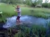 Drunk Russian Lads Attempt A Rope Swing