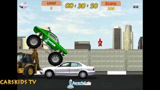 COLORED MONSTER TRUCK  CRASH  Vehicles  cars for kids learning