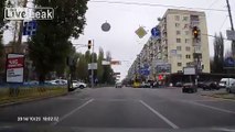 Speeding Red Light Runner Nearly Takes Out Pedestrians