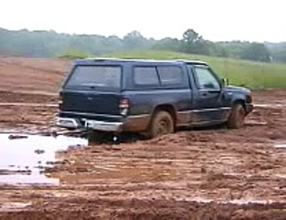 Pickup Stuck in Mud at construction site