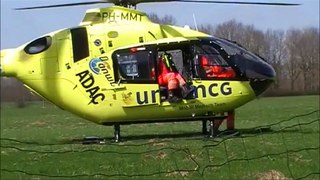 Trauma helikopter komt aan bij een ongeval, en vliegt terug naar het UMCG