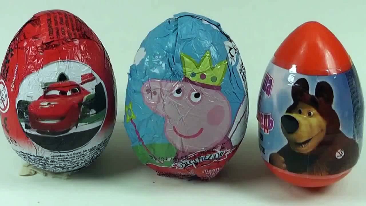 Oua Kinder cu surprize si jucarii in Romana,  Masa i Medved, Peppa Pig, Cars 2
