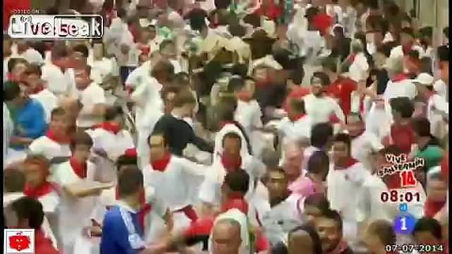 Day 1 of Pamplona Running of the bulls.