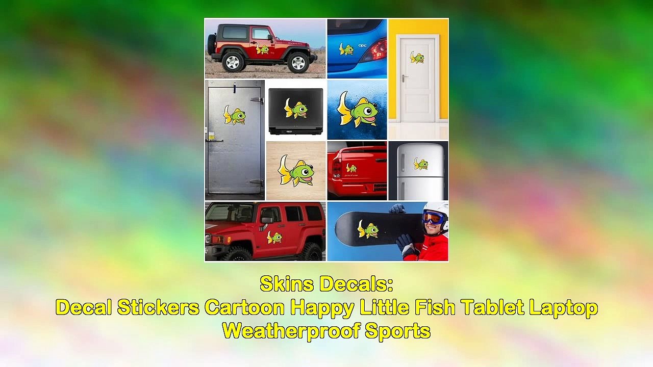 Decal Stickers Cartoon Happy Little Fish Tablet Laptop Weatherproof Sports