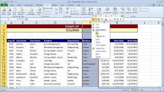 Sorting lists of information in Excel 2010