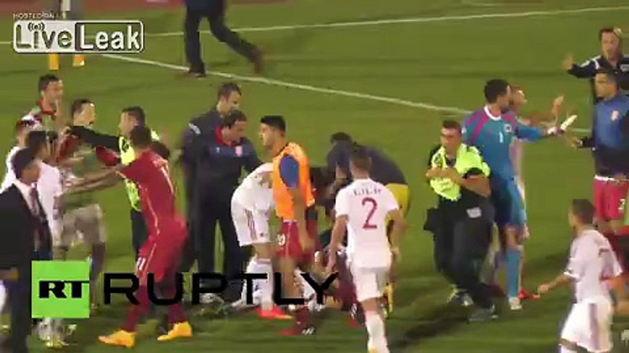 Serbia: Flag-carrying DRONE sparks clashes at Serbia-Albania game