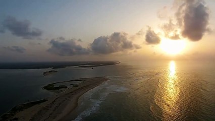 Aerial Ada Foah - magical meeting of river and ocean in Ghana