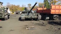 Dozens of captured Ukrainian army tanks