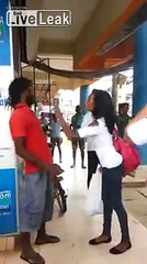 Girlfriend slaps Boyfriend like she's the BOSS = in public =
