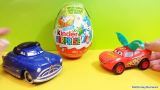 Lightning McQueen & Doc unwraps 2014 EASTER kinder surprise egg ! MsDisneyReviews unboxes