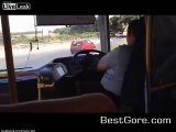 Bus driver looses steering wheel