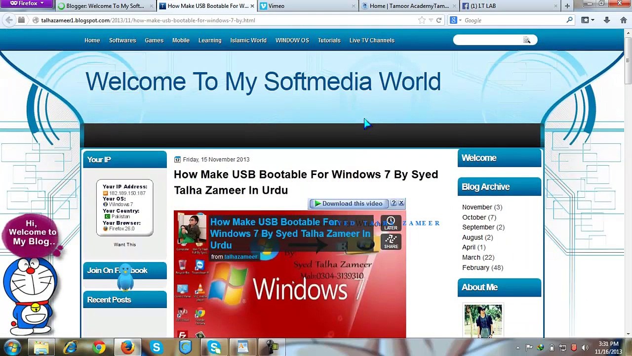 How To Add Vimeo Videos To Your Blogger In Urdu By Syed Talha Zameer-HD