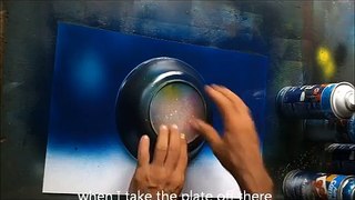 Gerardo Amor teaches the Blue Ocean painting, spray paint art for beginners