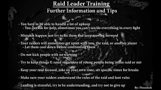 Raid Leader Training - 7 - Further Information and Tips