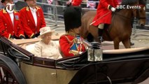 Prince George watches on excitedly as Royal family arrive at Trooping the Colour parade