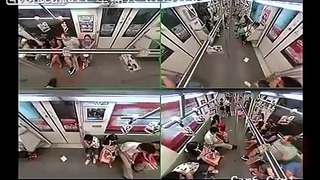 Reaction of passengers when someone faints on a Shanghai subway