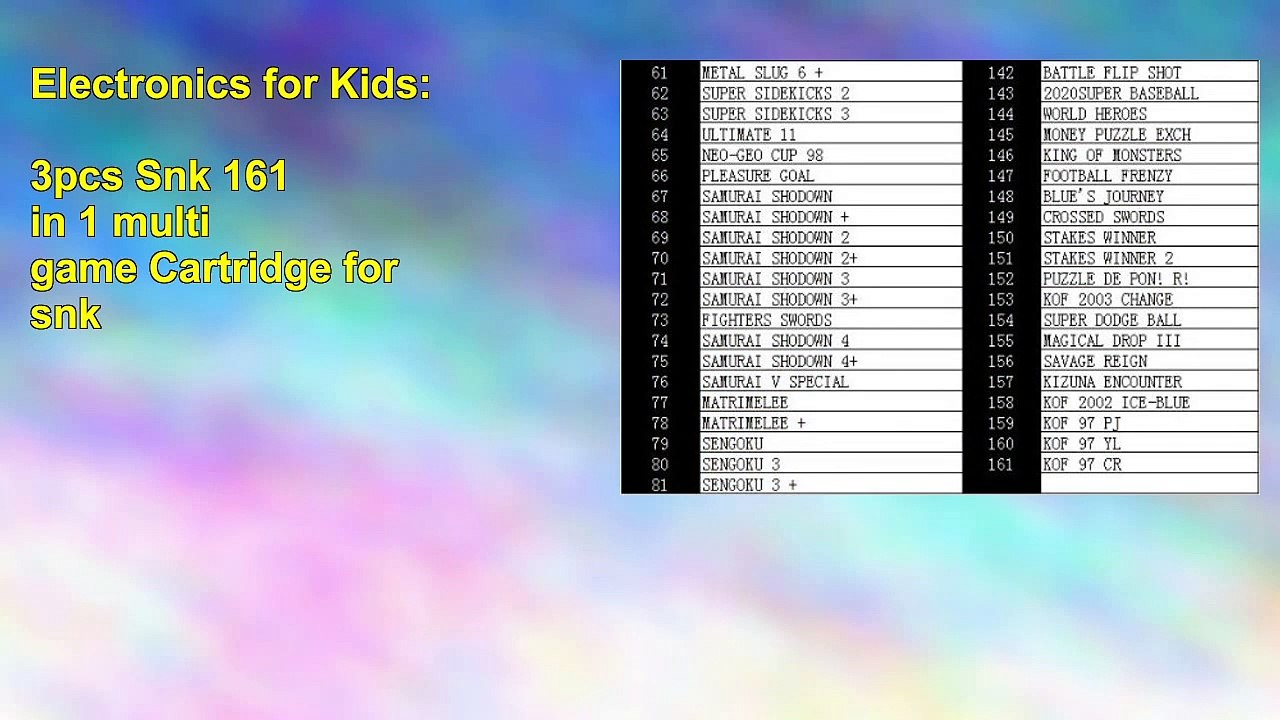 3pcs Snk 161 in 1 multi game Cartridge for snk